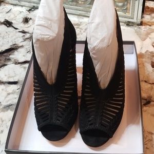 Vince Camuto Black nubuck booties.